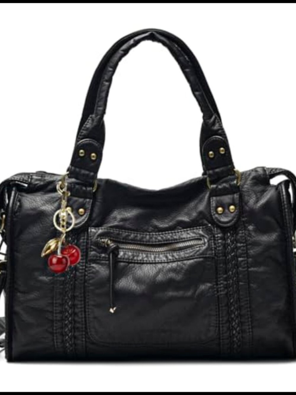 Large Vintage Washed PU Leather Crossbody Hobo Bag Adjustable Strap Work Purse